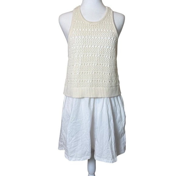Anthropologie Daily Practice Twofer Sweater Knit Mini Dress Cream Medium Boho - Picture 7 of 15